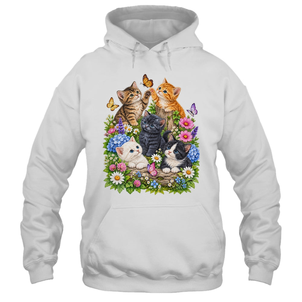 Cute Cat Flower Floral Kitten Vintage Nature Cat Lover Shirt & Tank Top | teecentury