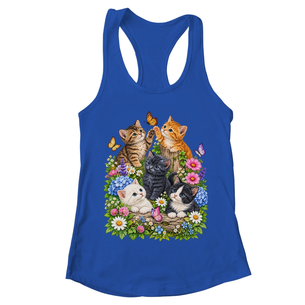 Cute Cat Flower Floral Kitten Vintage Nature Cat Lover Shirt & Tank Top | teecentury