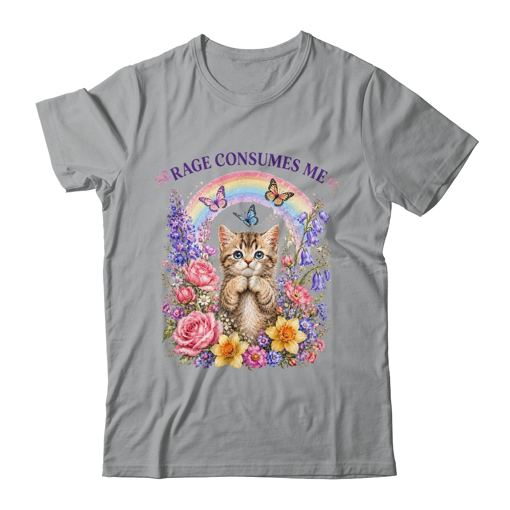 Cute Cat Rage Consumes Me Flower Funny Sarcastic Kitten Shirt & Tank Top | teecentury