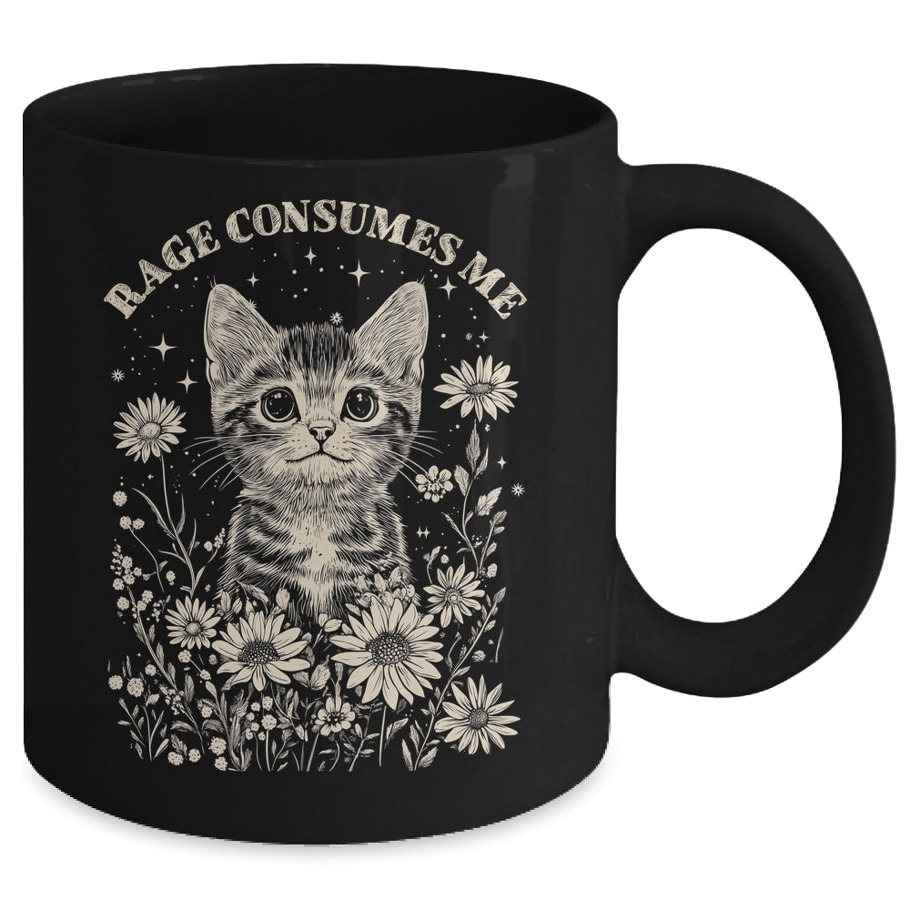 Cute Cat Rage Consumes Me Funny Sarcastic Kitten Flower Mug | teecentury