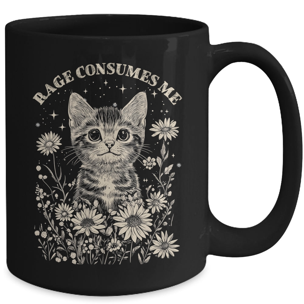 Cute Cat Rage Consumes Me Funny Sarcastic Kitten Flower Mug | teecentury