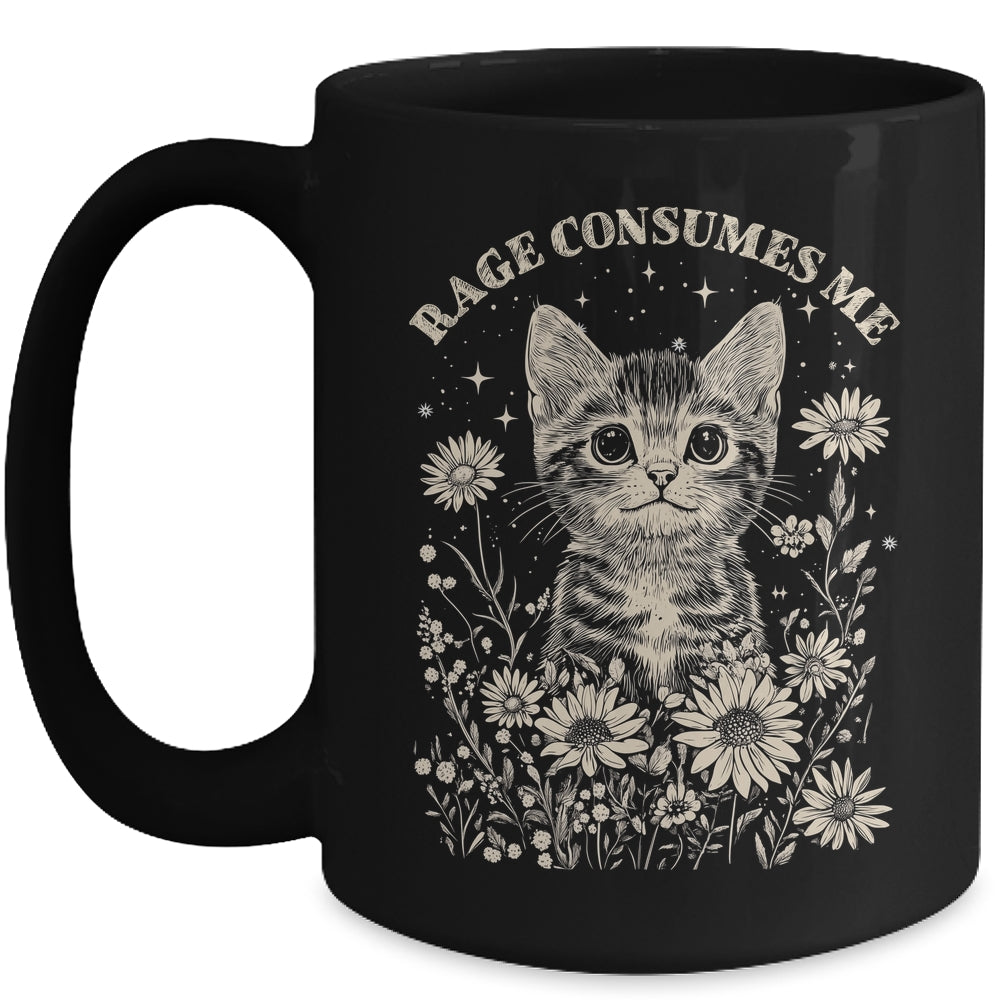 Cute Cat Rage Consumes Me Funny Sarcastic Kitten Flower Mug | teecentury