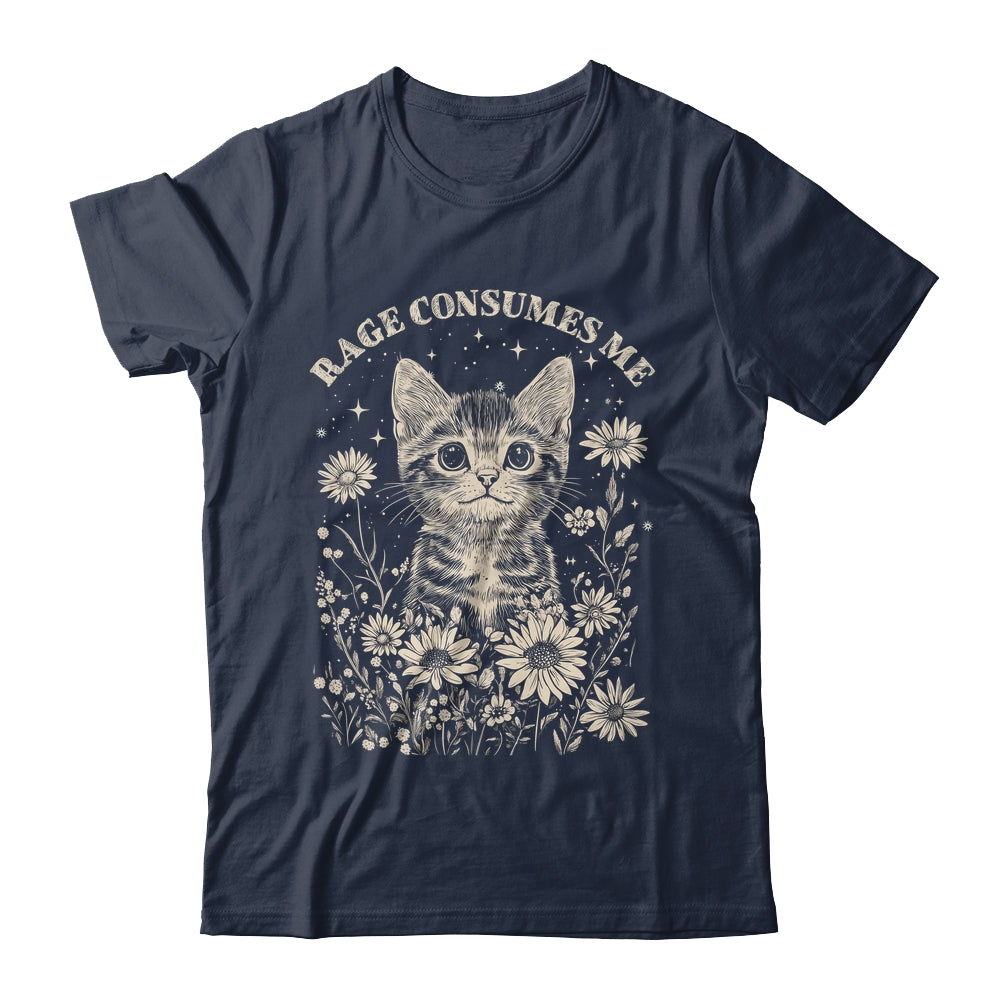 Cute Cat Rage Consumes Me Funny Sarcastic Kitten Flower Shirt & Tank Top | teecentury