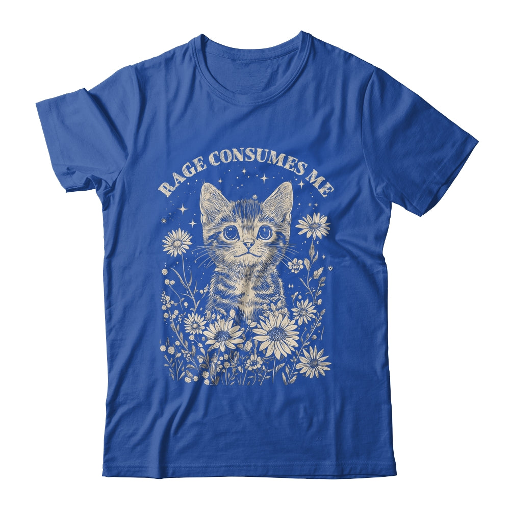 Cute Cat Rage Consumes Me Funny Sarcastic Kitten Flower Shirt & Tank Top | teecentury