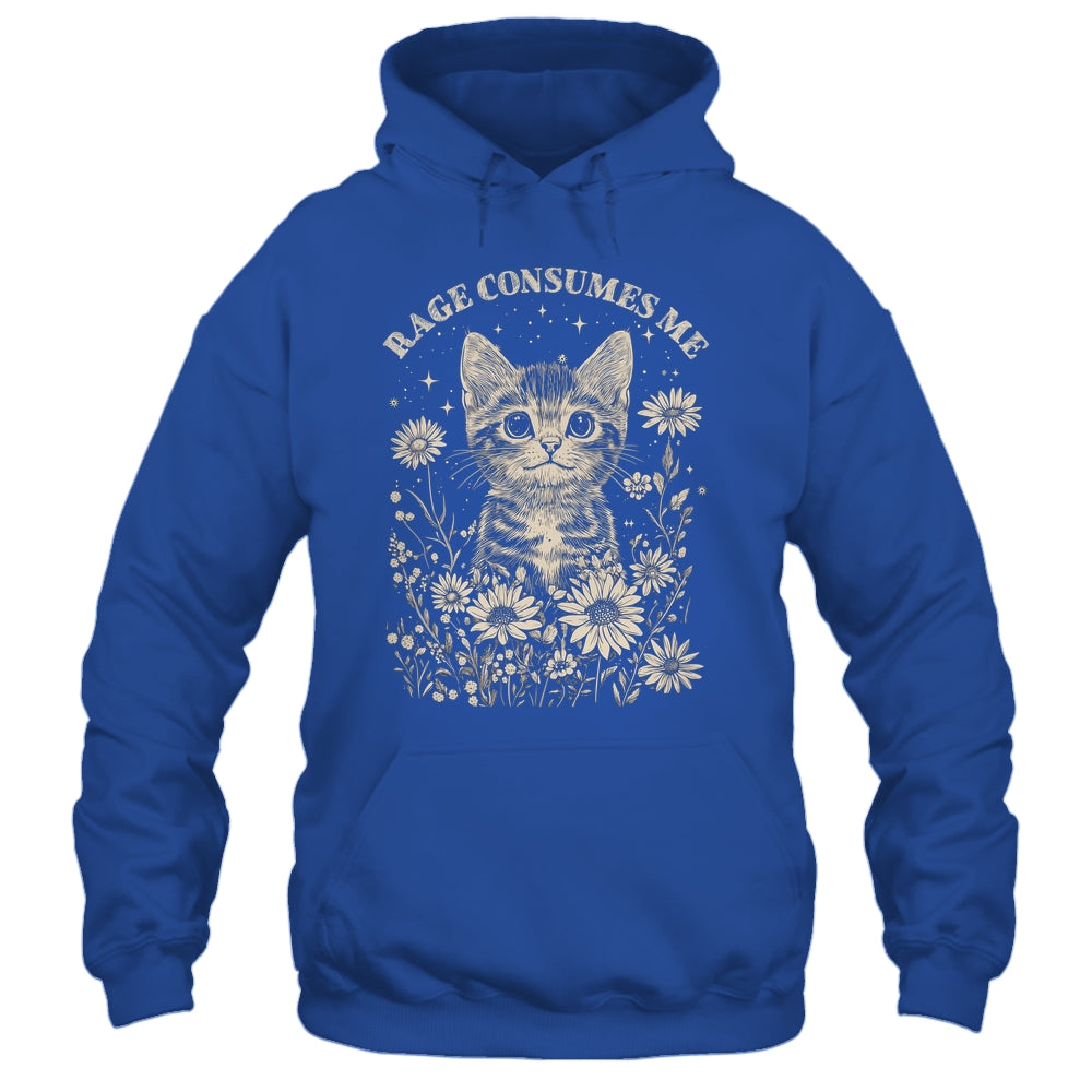 Cute Cat Rage Consumes Me Funny Sarcastic Kitten Flower Shirt & Tank Top | teecentury