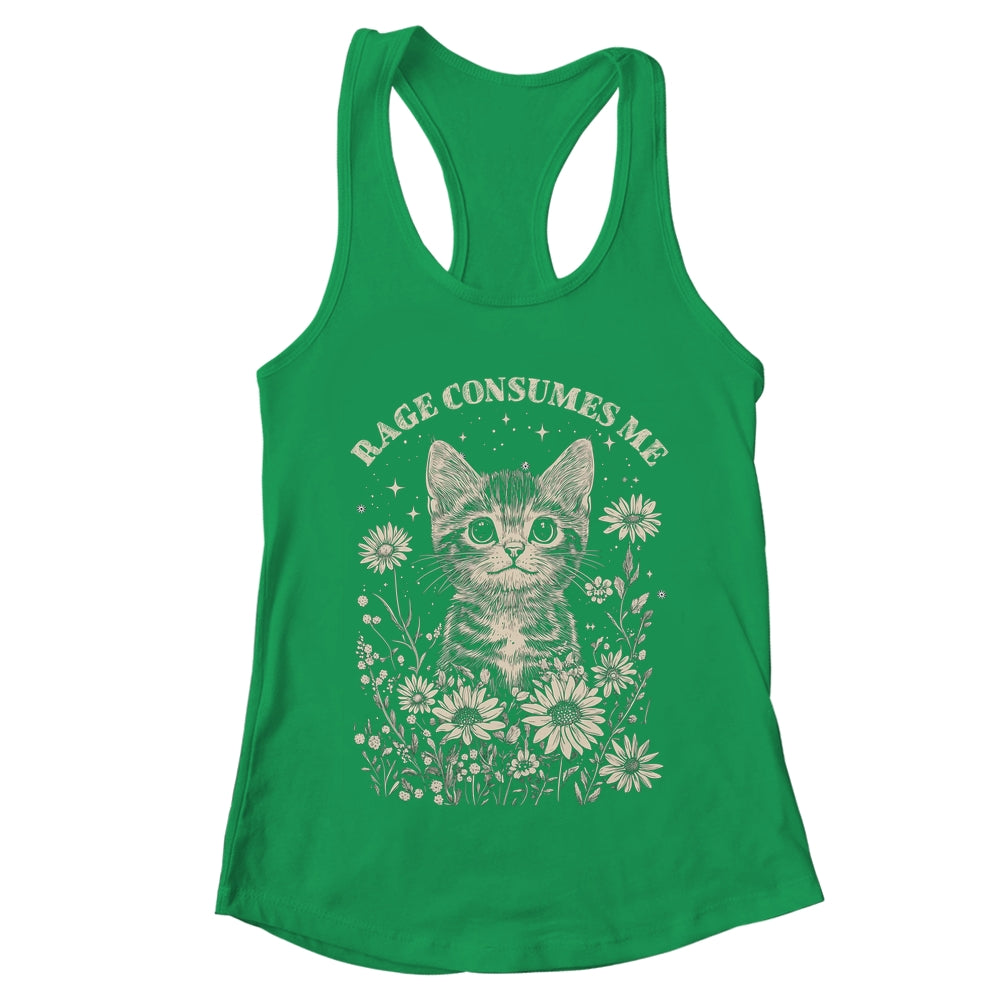 Cute Cat Rage Consumes Me Funny Sarcastic Kitten Flower Shirt & Tank Top | teecentury