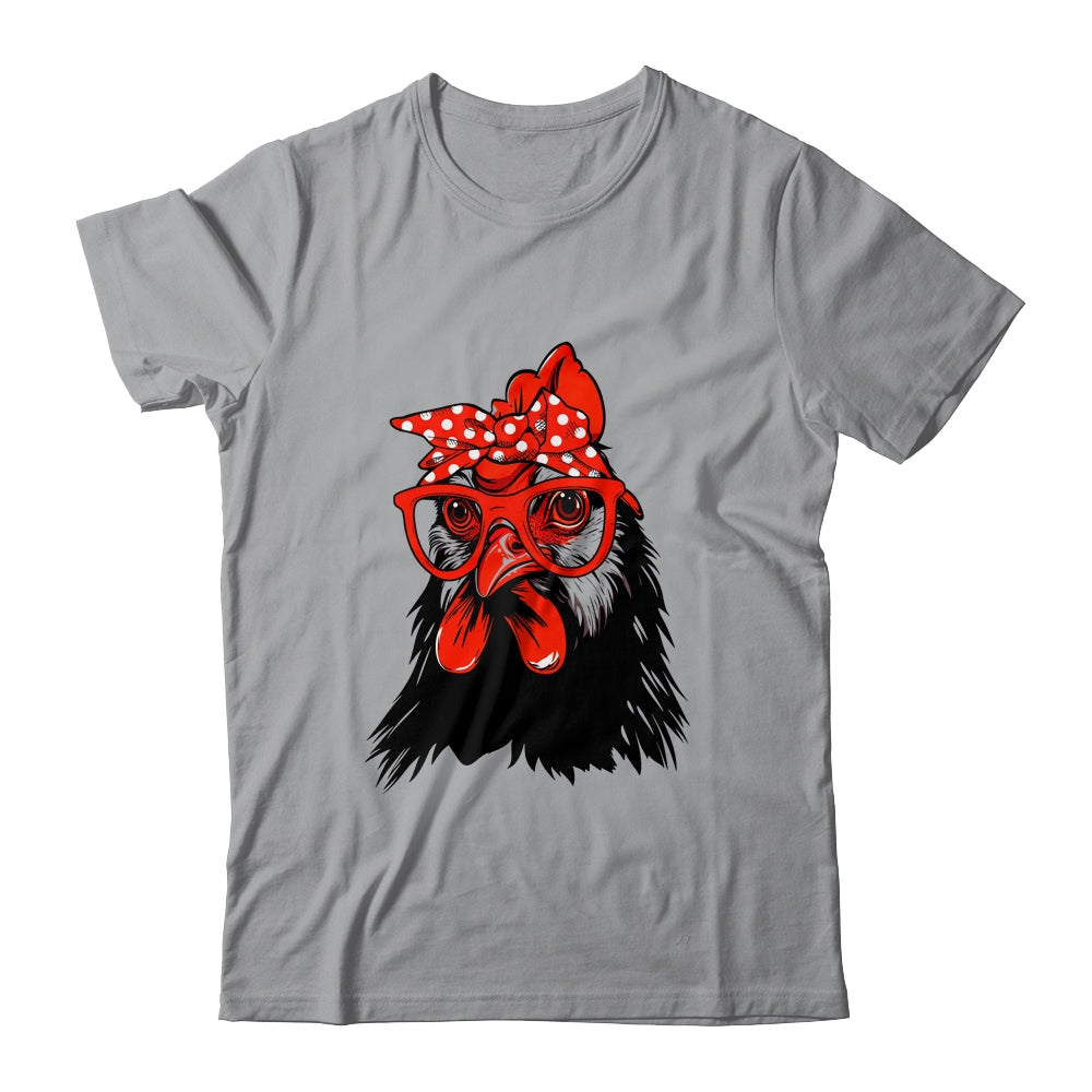 Cute Chicken With Bandana Headband And Glasses Women Girl Shirt & Tank Top | teecentury