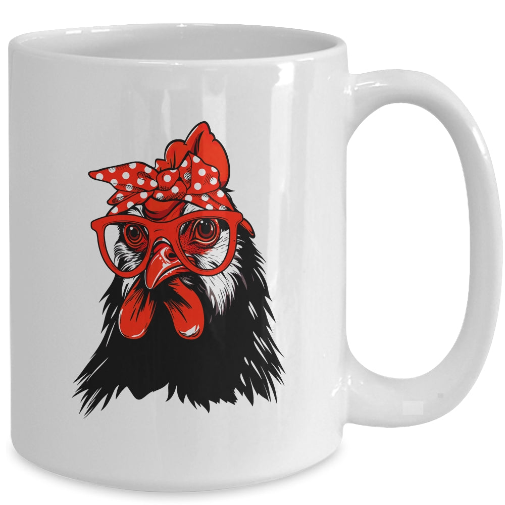 Cute Chicken With Bandana Headband And Glasses Women Girl Mug | teecentury