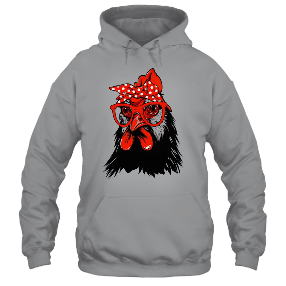 Cute Chicken With Bandana Headband And Glasses Women Girl Shirt & Tank Top | teecentury