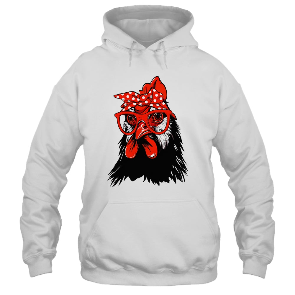 Cute Chicken With Bandana Headband And Glasses Women Girl Shirt & Tank Top | teecentury
