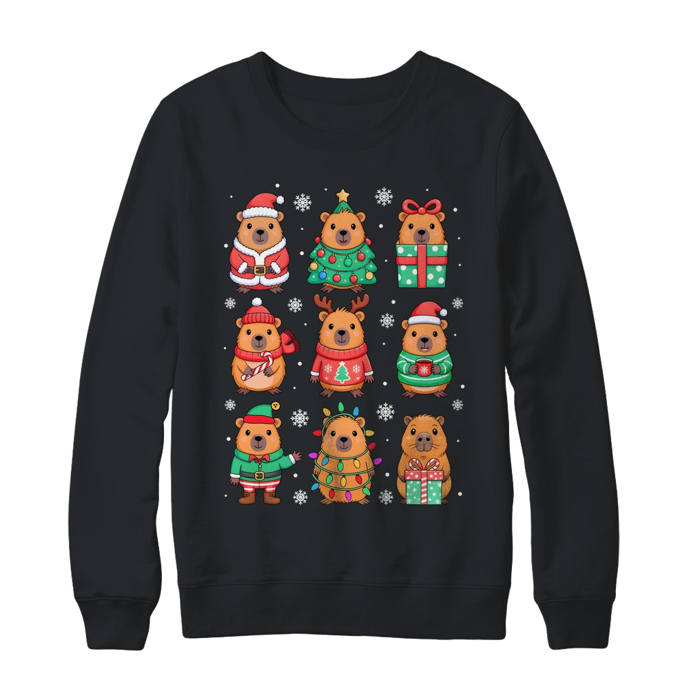 Cute Christmas Capybara Funny Family Xmas Men Women Kids Shirt & Sweatshirt | teecentury