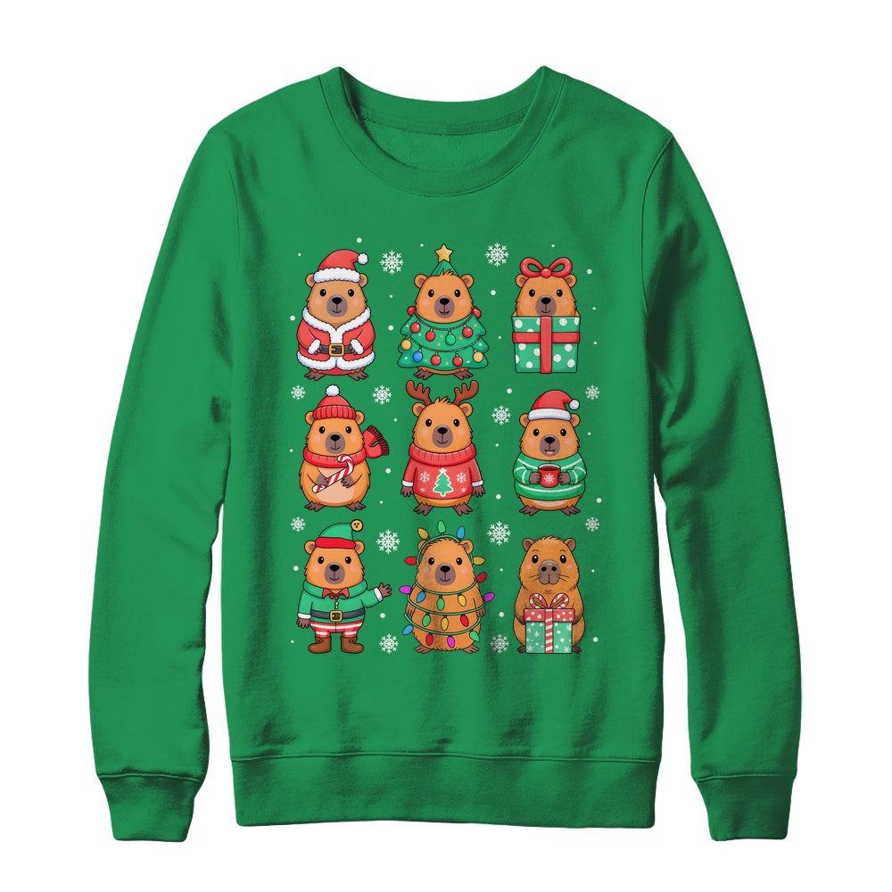 Cute Christmas Capybara Funny Family Xmas Men Women Kids Shirt & Sweatshirt | teecentury
