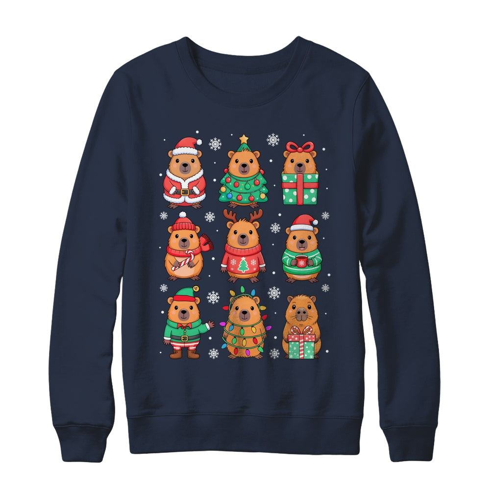 Cute Christmas Capybara Funny Family Xmas Men Women Kids Shirt & Sweatshirt | teecentury