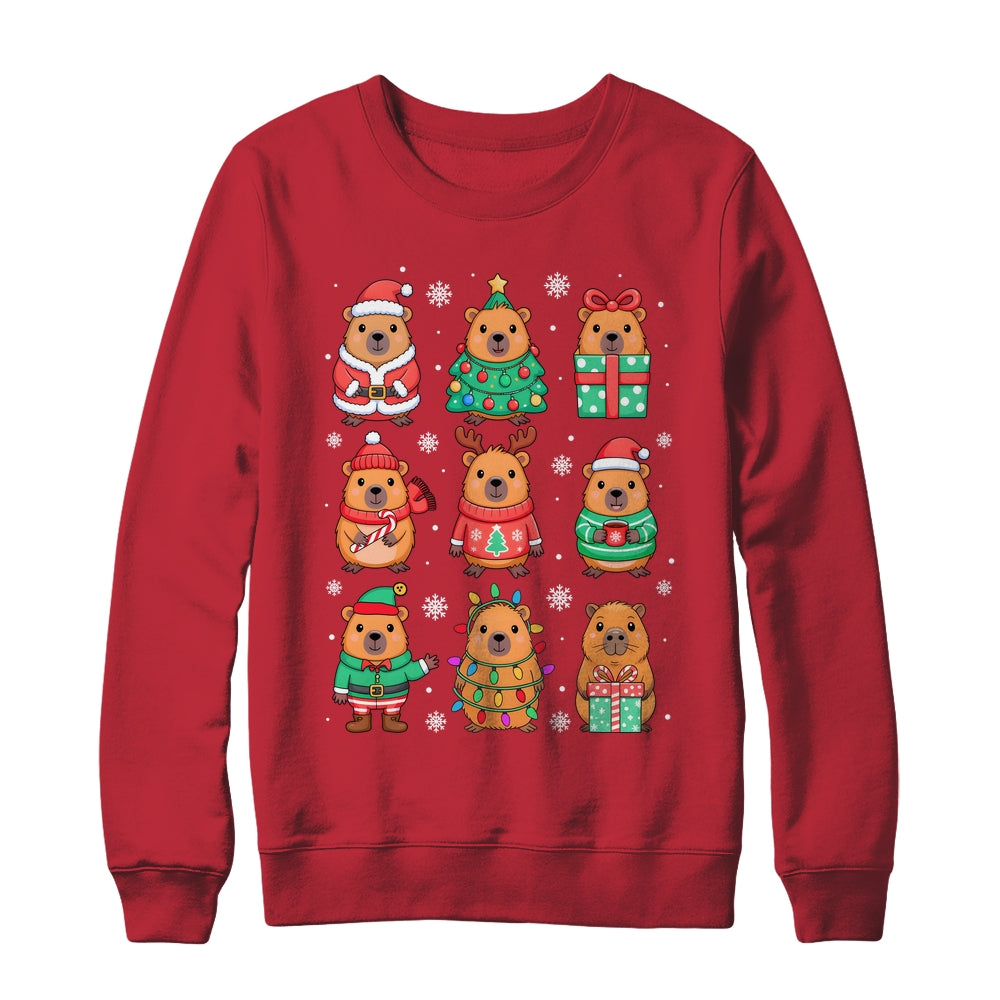 Cute Christmas Capybara Funny Family Xmas Men Women Kids Shirt & Sweatshirt | teecentury