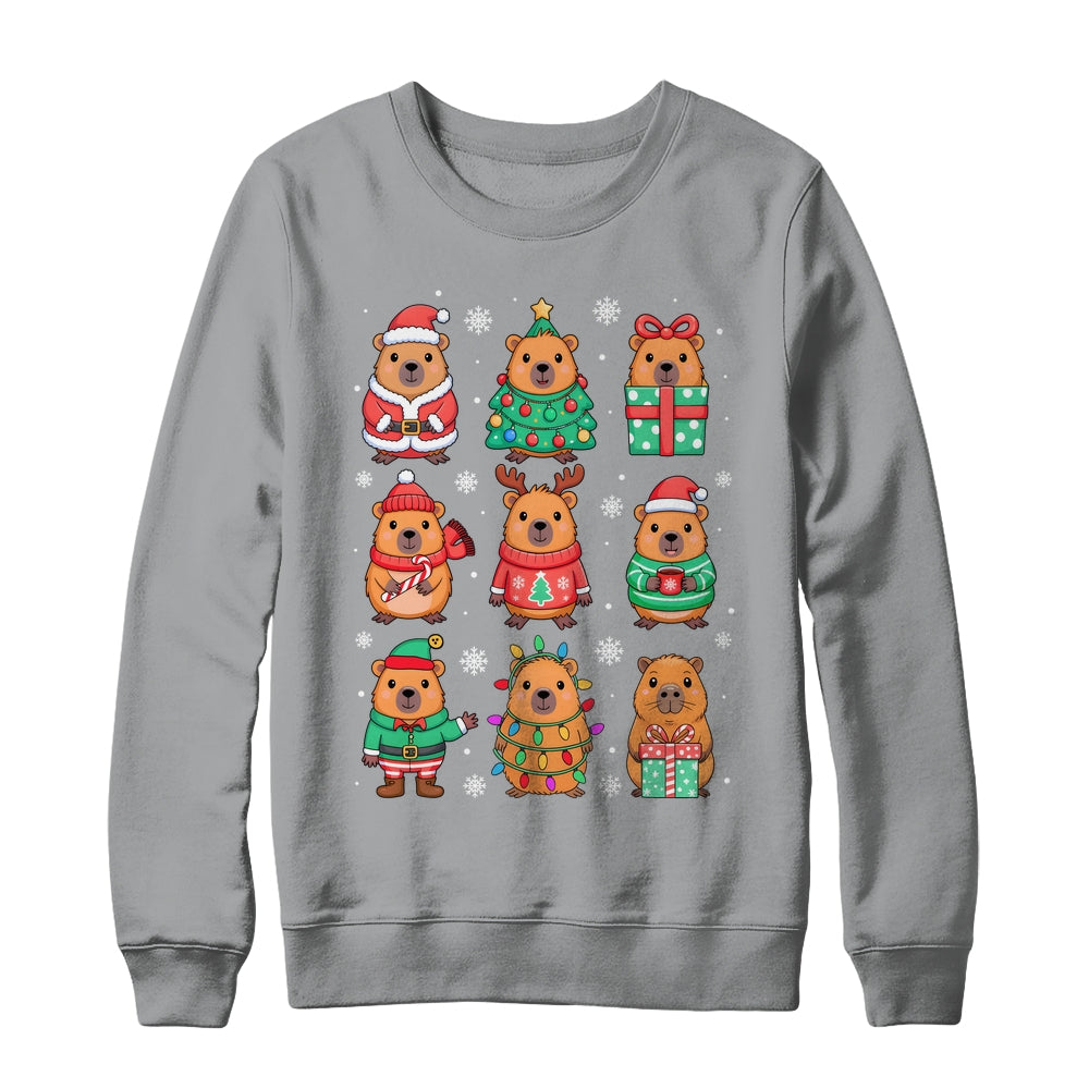 Cute Christmas Capybara Funny Family Xmas Men Women Kids Shirt & Sweatshirt | teecentury