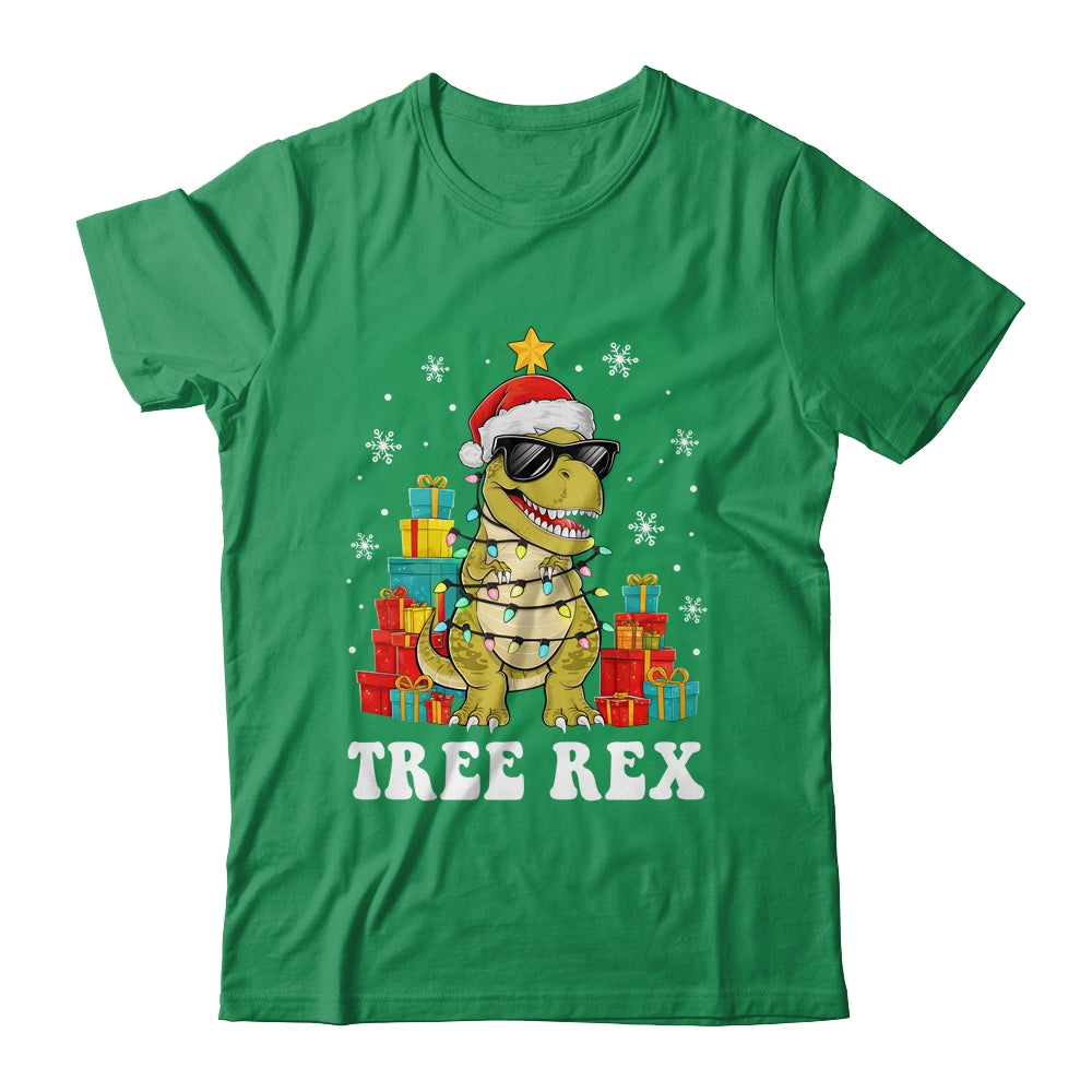 Cute Christmas Dinosaur Tree Rex Xmas T-rex Boys Kid Shirt & Sweatshirt | teecentury