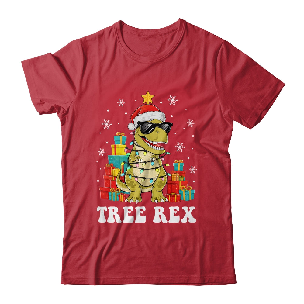 Cute Christmas Dinosaur Tree Rex Xmas T-rex Boys Kid Shirt & Sweatshirt | teecentury