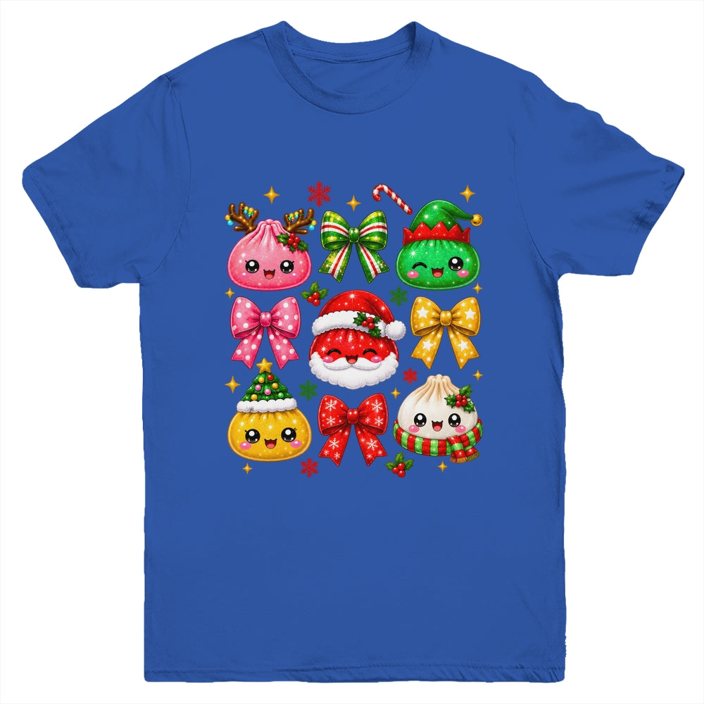 Cute Christmas Dumpling Squishy Kawaii Preppy Bow Kids Youth Shirt | teecentury