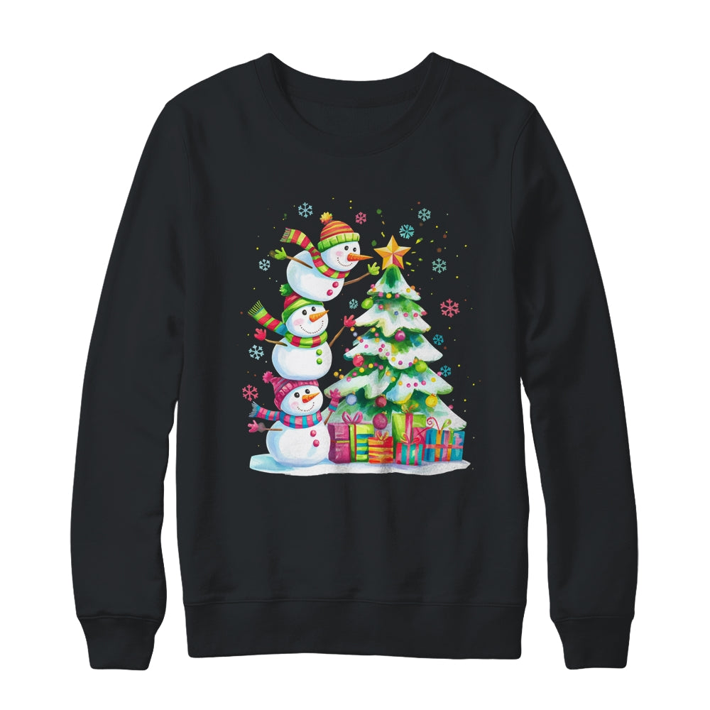 Cute Christmas Snowman Funny Christmas Tree Vintage Xmas Shirt & Sweatshirt | teecentury