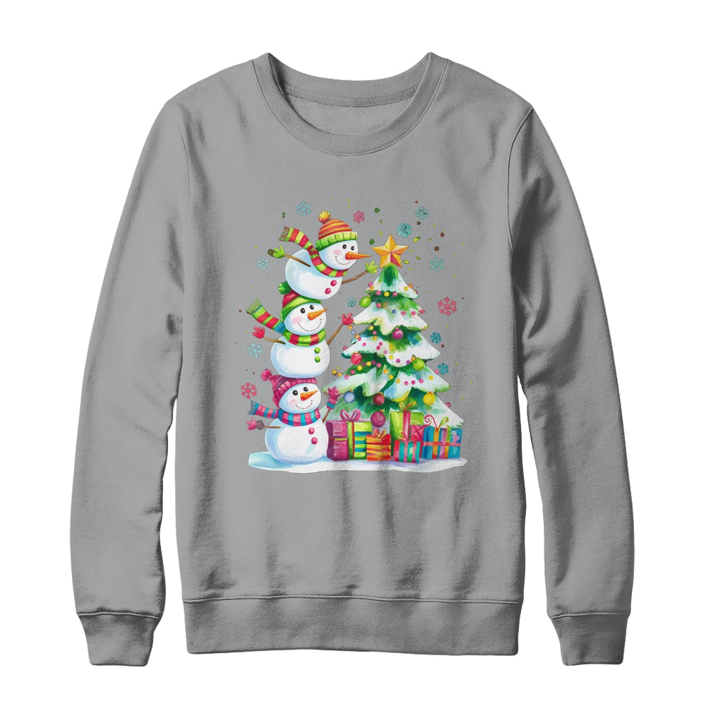 Cute Christmas Snowman Funny Christmas Tree Vintage Xmas Shirt & Sweatshirt | teecentury