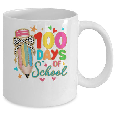 Cute Coquette Bow 100 Day Of School Pencil Teacher Mug | teecentury