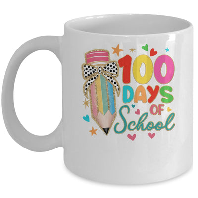 Cute Coquette Bow 100 Day Of School Pencil Teacher Mug | teecentury