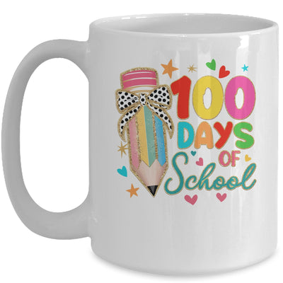 Cute Coquette Bow 100 Day Of School Pencil Teacher Mug | teecentury
