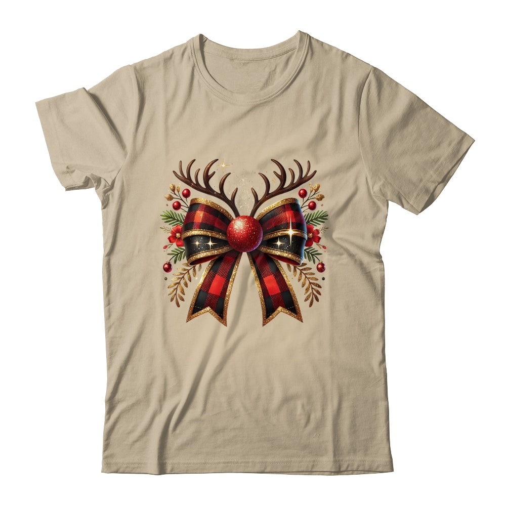 Cute Coquette Bow Coquette Christmas Reindeer Bow Women Girl Shirt & Sweatshirt | teecentury