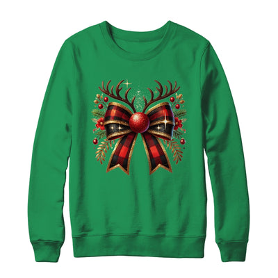 Cute Coquette Bow Coquette Christmas Reindeer Bow Women Girl Shirt & Sweatshirt | teecentury