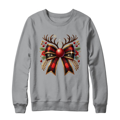 Cute Coquette Bow Coquette Christmas Reindeer Bow Women Girl Shirt & Sweatshirt | teecentury
