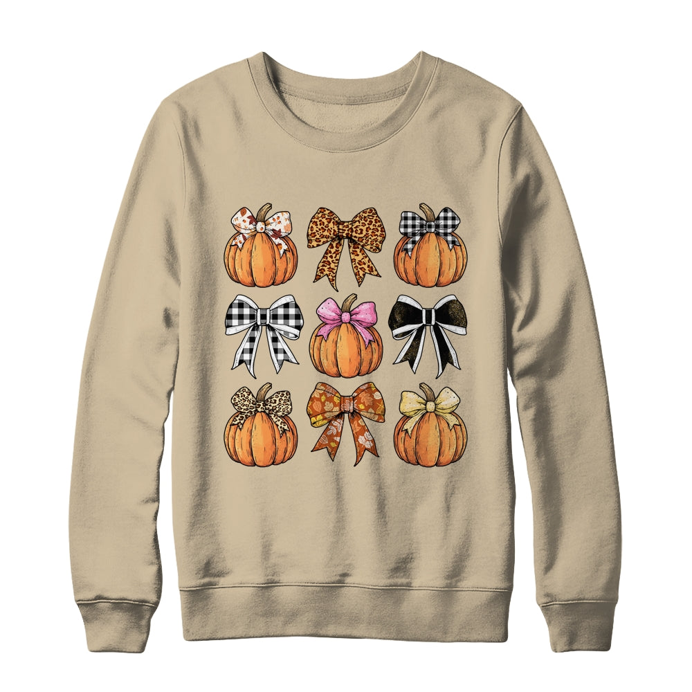 Cute Coquette Bows Pumpkin Season Halloween Autumn Fall Shirt & Sweatshirt | teecentury