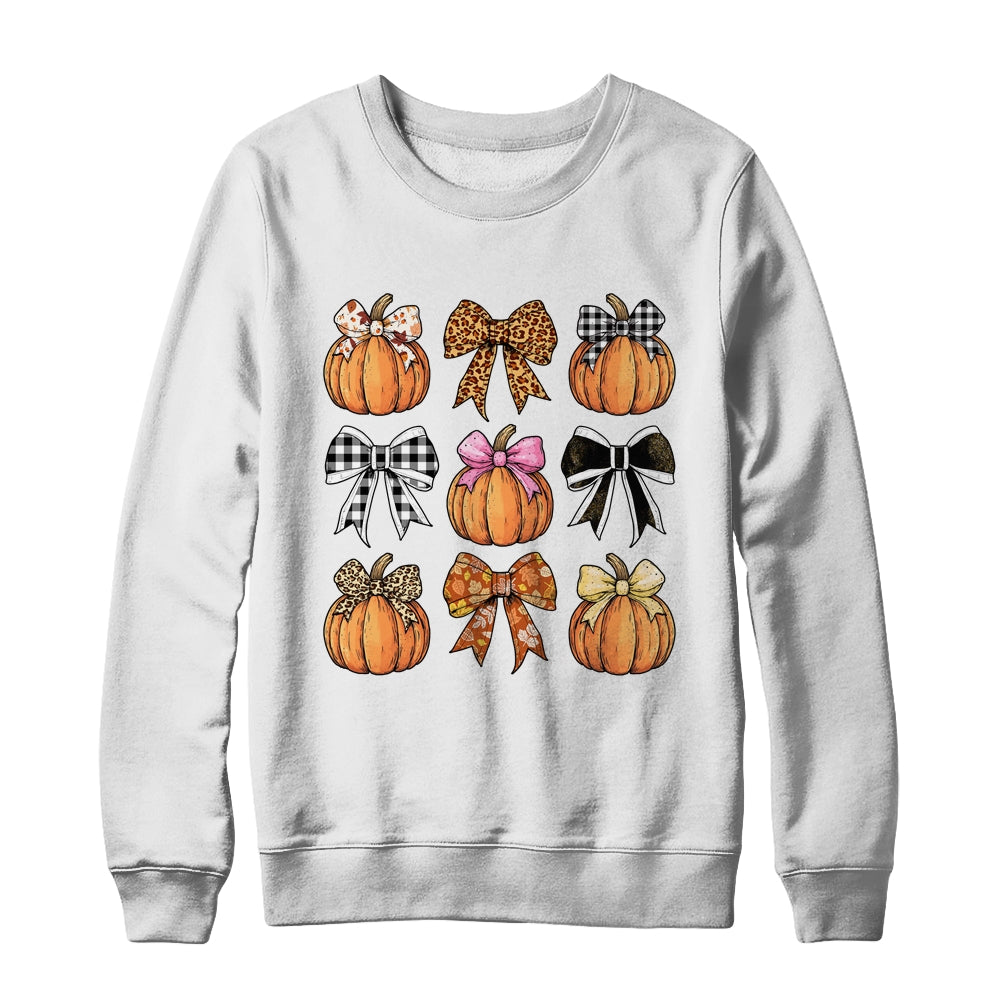 Cute Coquette Bows Pumpkin Season Halloween Autumn Fall Shirt & Sweatshirt | teecentury