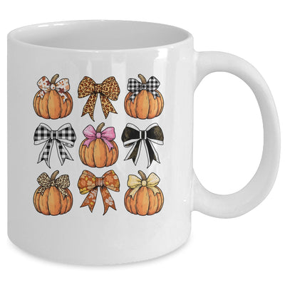 Cute Coquette Bows Pumpkin Season Halloween Autumn Fall Mug | teecentury