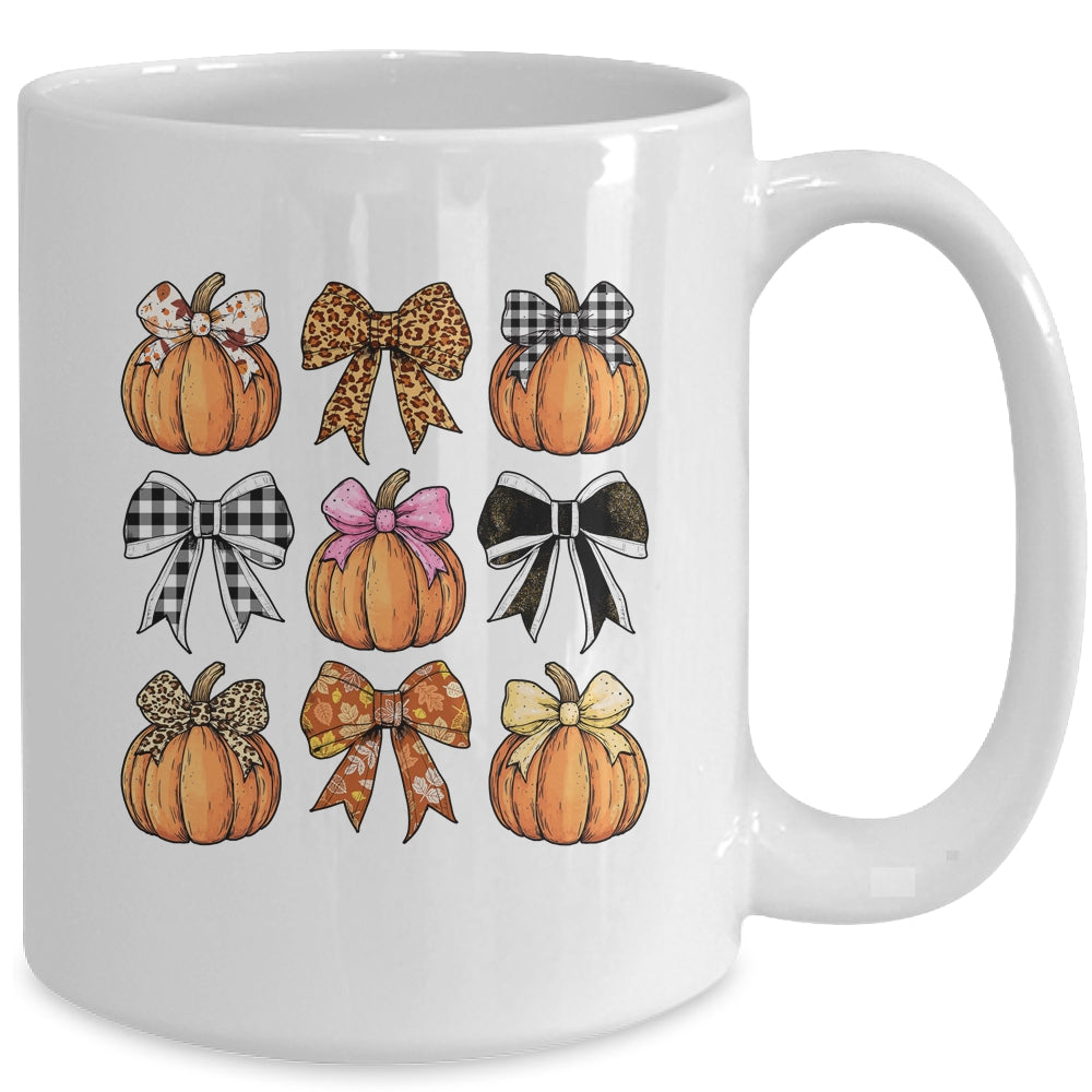 Cute Coquette Bows Pumpkin Season Halloween Autumn Fall Mug | teecentury