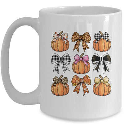 Cute Coquette Bows Pumpkin Season Halloween Autumn Fall Mug | teecentury