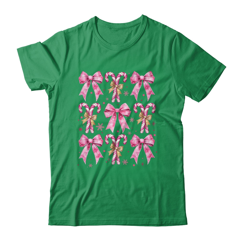 Cute Coquette Candy Canes Christmas Pink Bow Girls Teen  Shirt & Sweatshirt | teecentury