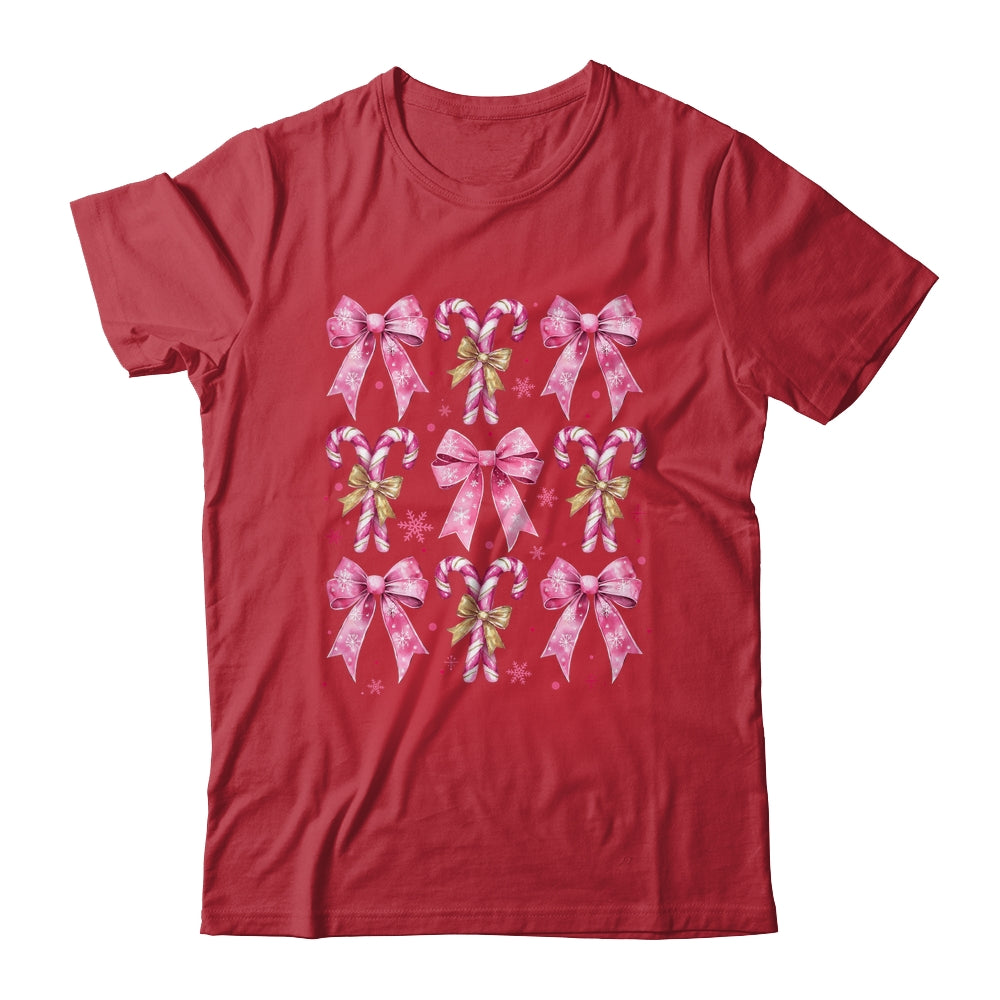 Cute Coquette Candy Canes Christmas Pink Bow Girls Teen  Shirt & Sweatshirt | teecentury
