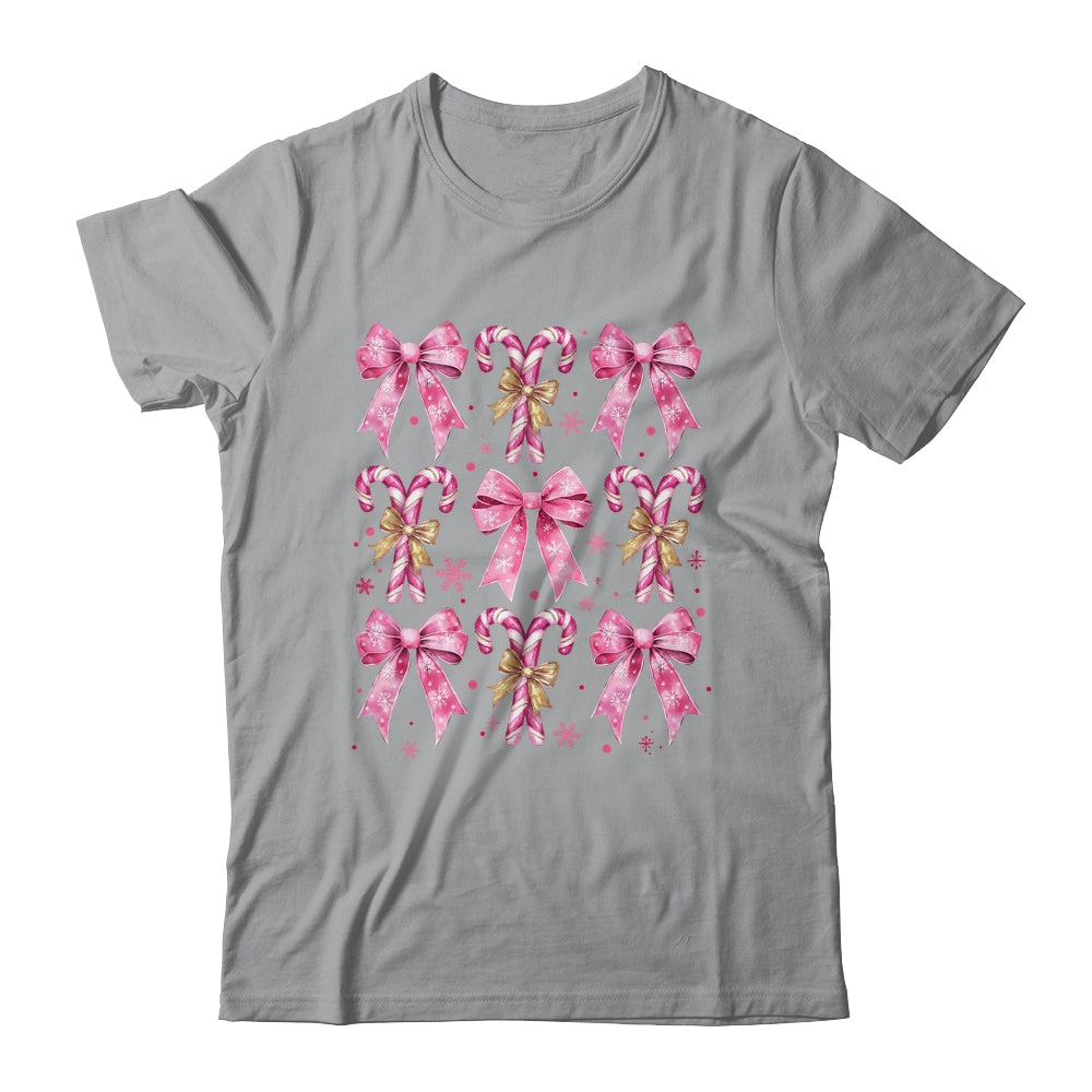 Cute Coquette Candy Canes Christmas Pink Bow Girls Teen  Shirt & Sweatshirt | teecentury