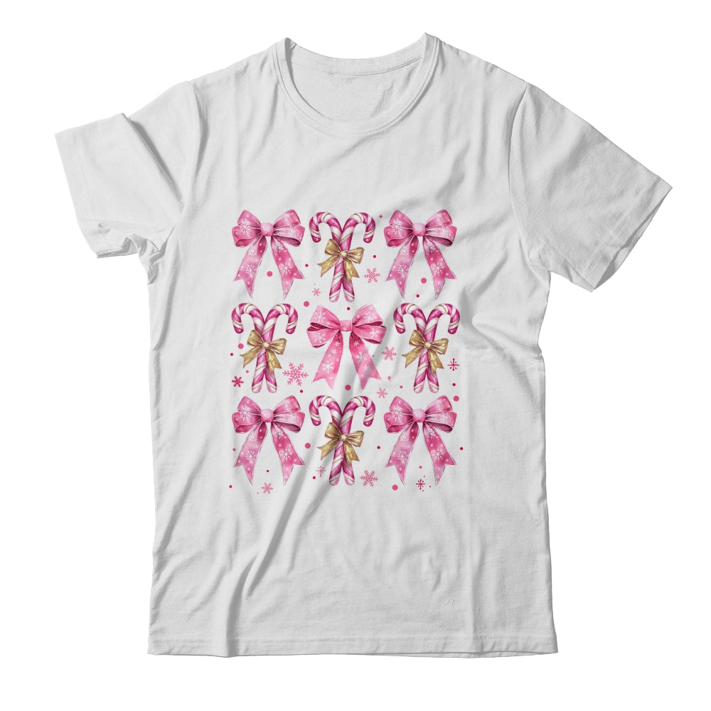 Cute Coquette Candy Canes Christmas Pink Bow Girls Teen  Shirt & Sweatshirt | teecentury