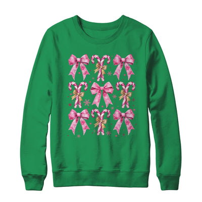 Cute Coquette Candy Canes Christmas Pink Bow Girls Teen  Shirt & Sweatshirt | teecentury