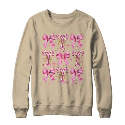 Cute Coquette Candy Canes Christmas Pink Bow Girls Teen  Shirt & Sweatshirt | teecentury