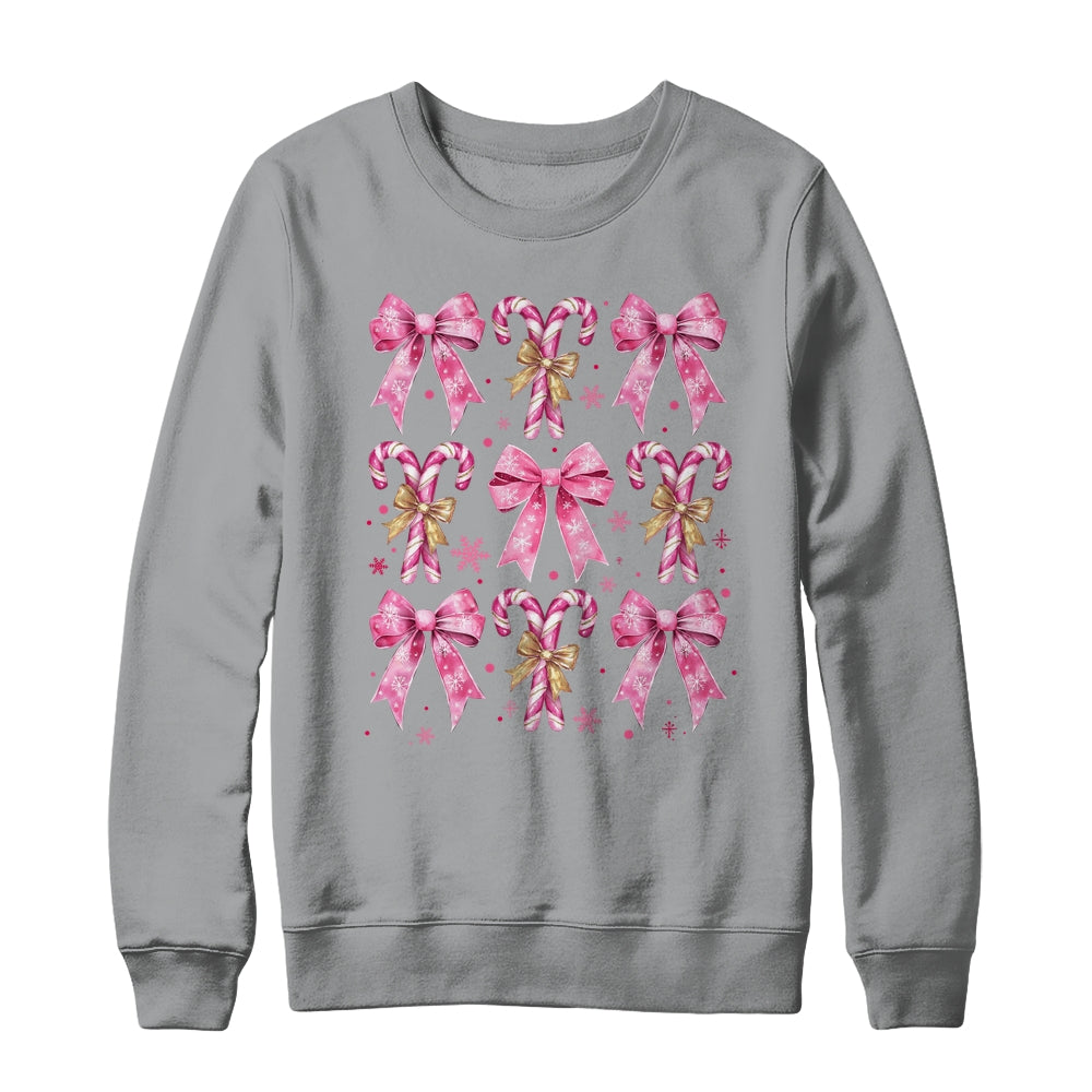Cute Coquette Candy Canes Christmas Pink Bow Girls Teen  Shirt & Sweatshirt | teecentury