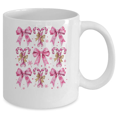 Cute Coquette Candy Canes Christmas Pink Bow Girls Teen  Mug | teecentury