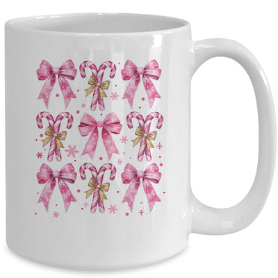 Cute Coquette Candy Canes Christmas Pink Bow Girls Teen  Mug | teecentury