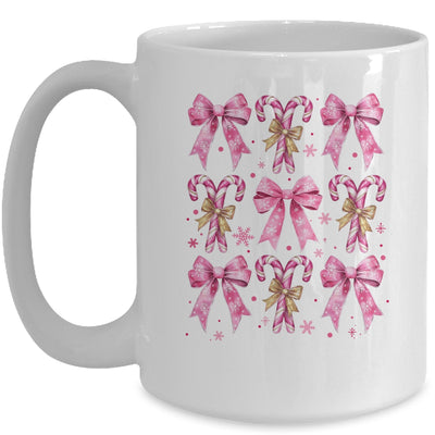 Cute Coquette Candy Canes Christmas Pink Bow Girls Teen  Mug | teecentury