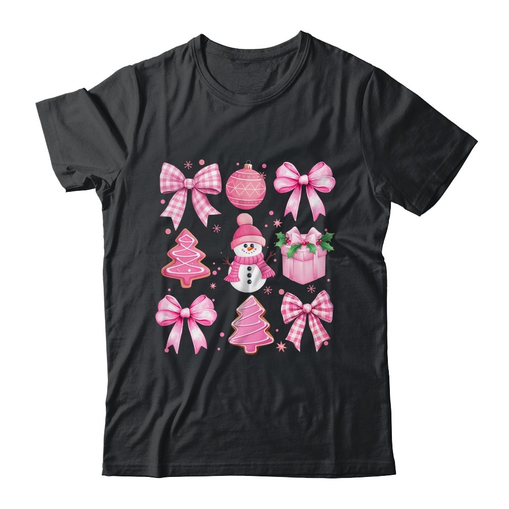 Cute Coquette Christmas Pink Bows Santa Gingerbread Snowman Shirt & Sweatshirt | teecentury