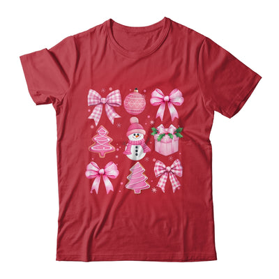 Cute Coquette Christmas Pink Bows Santa Gingerbread Snowman Shirt & Sweatshirt | teecentury