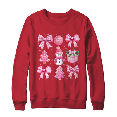 Cute Coquette Christmas Pink Bows Santa Gingerbread Snowman Shirt & Sweatshirt | teecentury