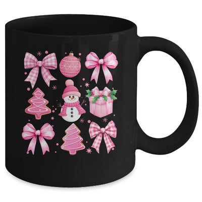 Cute Coquette Christmas Pink Bows Santa Gingerbread Snowman Mug | teecentury