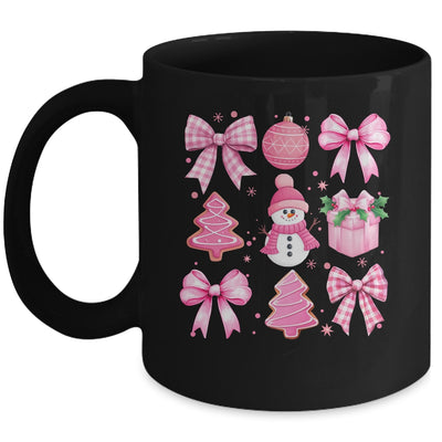 Cute Coquette Christmas Pink Bows Santa Gingerbread Snowman Mug | teecentury